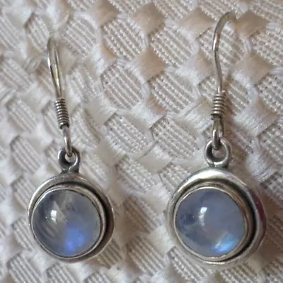 Vintage Sterling Silver Rainbow Moonstone Drop/Dangle Earrings 4.4g (Grp. 50) • $29.70