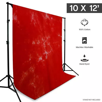 10 X 12 Ft Photo Studio Hand Painted Signal Red Hand Dyed Backdrop • $47.86