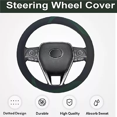 Universal Black Green Microfiber Leather Steering Wheel Cover Car Accessories • $23.99