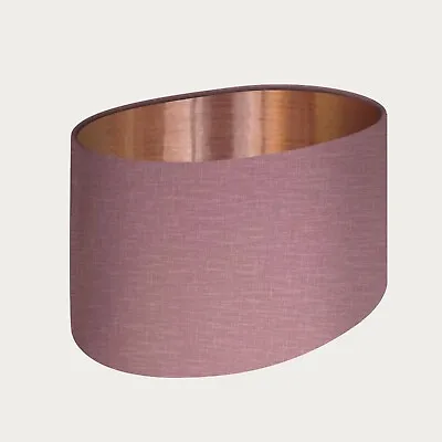 £34.50 • Buy Lampshade Mauve Textured 100% Linen Brushed Copper Oval Light Shade