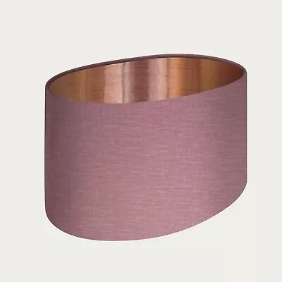 Lampshade Mauve Textured 100% Linen Brushed Copper Oval Light Shade • £35.50