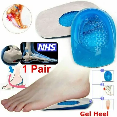 Gel Silicone Heel Support Shoe Pads Orthotic Plantar Care Insert Insoles Cushion • £3.12