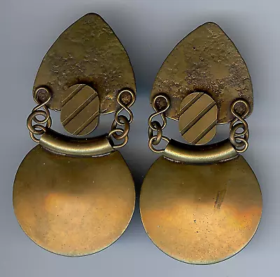 Marjorie Baer Vintage Brass Dangle Clip Earrings • $38