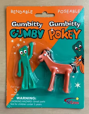 Gumby And Pokey Gumbitty 3  Pair Rubber Bendable Poseable Figures Vintage 2004 • $9.95