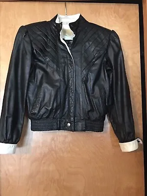 Vintage Marco Morani/Milano New York Black & White Dual Colored Leather Jacket • $40