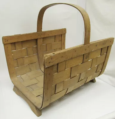 $19.99 • Buy Vintage Woven Oak Wood Slat Magazine Rack  