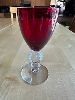 Morgantown Glass Co. Ruby Red Golf Ball Footed 3 Ounce Wine Glass • $7