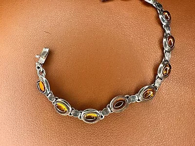 Mexican Amber 925 Silver Bracelet 7” • $59