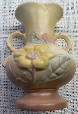 Vtg Hull Art Pottery Double HANDLED MAGNOLIA VASE USA 15-6 1/4 Flowers Pastel • £21.22