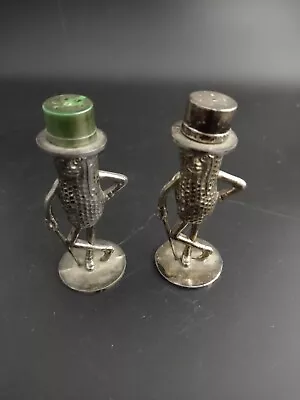 Vintage Mr. Peanut Metallic Plastic Salt And Pepper Shakers Marked Hats • $11.99