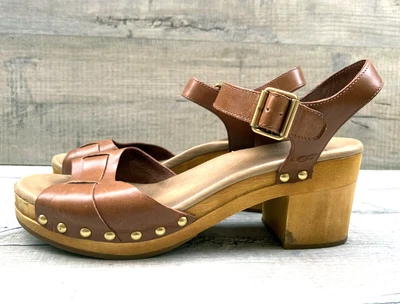 £29.74 • Buy Womens UGG Janie Tan Leather Ankle Buckle Wooden Studded Clog Sandals Size 8 41