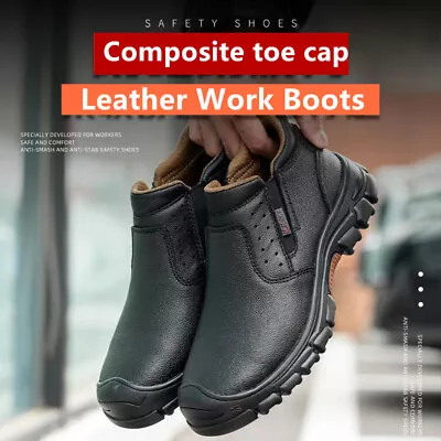 Mens  Leather Safety Shoes Steel Toe Sneakers Waterproof Protective Work Boots • $30.37