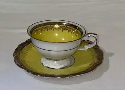 Vintage Bareuther Miniature China Cup & Saucer Yellow & Gold BavariaGermany 54 • $30