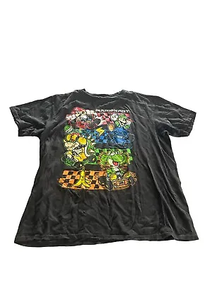Mariokart Mario Men’s T-shirt Size S Black Short Sleeve Racing Nintendo • £10.52