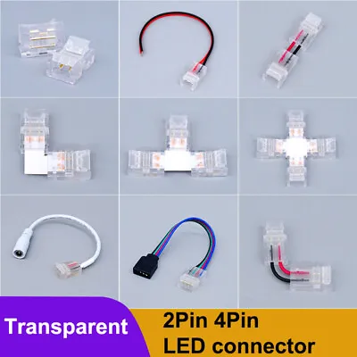 5 X 2Pin 8mm 10mm 4Pin LED Strip Connector Adapter Wire 5630 5050 3528 RGB Light • $7.99