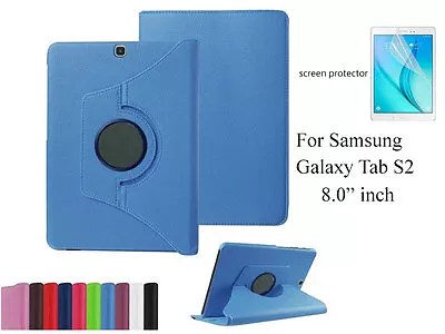  Screen Protector/360°Rotate PU Leather Case For Samsung Galaxy Tab S2 8.0  • $5.89