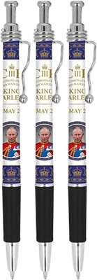£7.95 • Buy Elgate 3X King Charles III Coronation Wavy Clip Pen