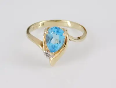 $139.99 • Buy Alwand Vahan 10k Yellow Gold Blue Topaz & Diamond Ring Size 6.75