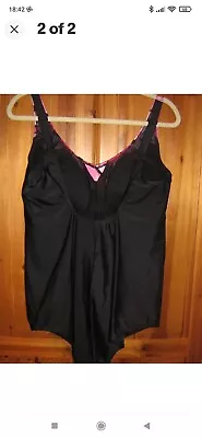 SWIMSUIT Naturana Size 22/24 Cup E Black With Fuschia Edging At Bust • £9.99