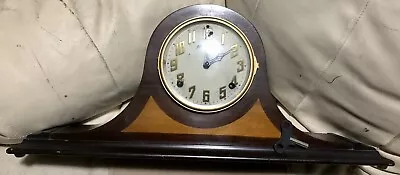 Antique E. Ingraham Co. HERA-1872 Wood Mahogany Eight 8 Day Mantel Clock Vintage • $29.07