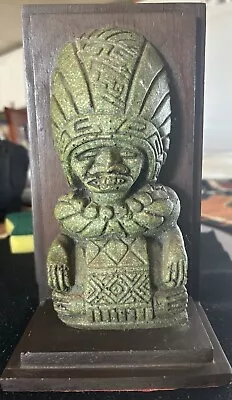 Vtg 10” Malachite/Resin Original Zarebski Stone Mayan/Aztec Bookend Figurines. • $60