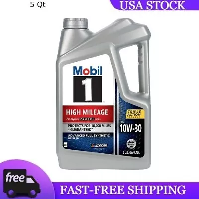 Mobil 1 High Mileage Full Synthetic Motor Oil 10W-30 5 Quart Freeship • $24.99