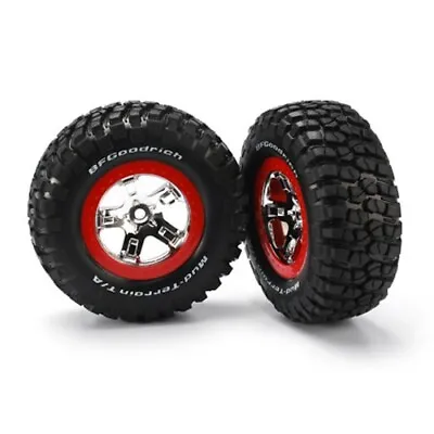 Traxxas 5867 Chrome-Red Wheels/Off-Road Racing Tires (2) F&R: 1/10 Slash 4x4 • $24.95