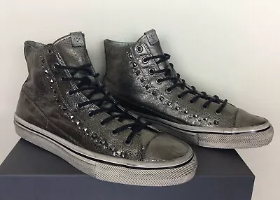 RARE New John Varvatos Studded Metallic Leather High Top Sneakers Shoes 10.5 • $199.99