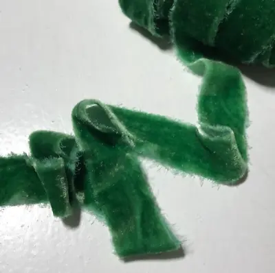 Hand Dyed Emerald Green Silk Velvet Ribbon ( 4 Widths To Choose From) • $2.66