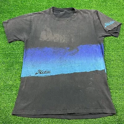 Vintage 1988 Hobie USA Neon Wave Wrap Around Print Tropical Surf T-Shirt Medium • $34