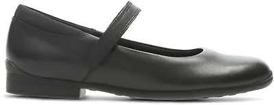 BNIB Clarks JAMIE STAR Black Leather School Shoe E/F/G/H Fitting • £24.99