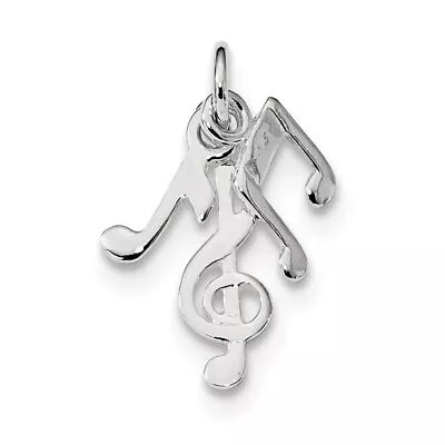 Sterling Silver 925 Polished Musical Music Notes Charm Pendant 0.84 Inch • $14.32