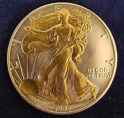 1992 Gold Gilded  Silver American Eagle Dollar US Coin  • $67.99