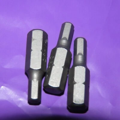4mm  X 3  HEX ALLEN KEY CHROME VANADIUM SCREWDRIVER BITS 25mm  1/4  HEX • £2.49