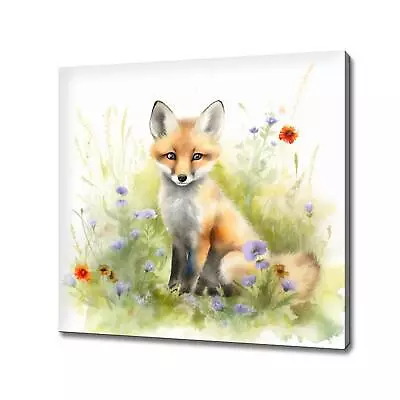 Baby Fox Watercolour Canvas Art Print Picture Wall Hanging Handmade Home Decor • £24.04