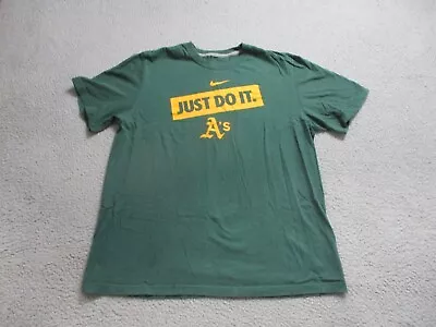 Oakland Athletics Shirt Mens Extra Large Green Nike Short Sleeve Swoosh Crewneck • $5.99