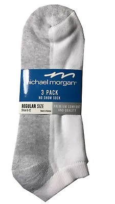Michael Morgan Men's NO SHOW SOCKS 3-Pack   Pure Cotton Premium Comfort    NEW ! • $8.99