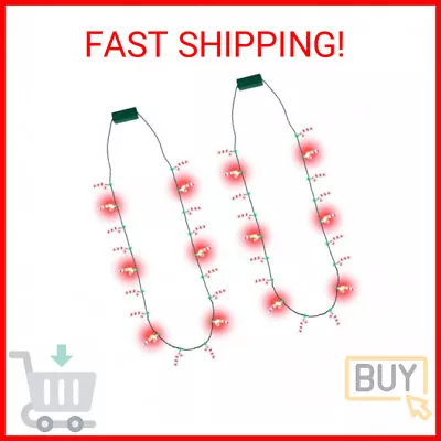 POPLAY 2PCS Christmas LED Necklaces Light Up Candy Cane Necklace Light Christma • $13.70