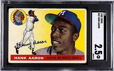 1955 Topps #47 Hank Aaron SGC 2.5 Centered HOF Milwaukee Braves • $349.95