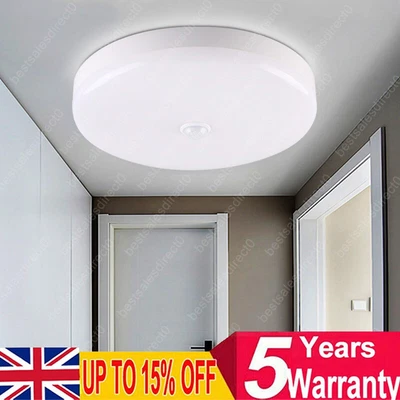 £6.59 • Buy LED Ceiling Light Round PIR Motion Sensor Panel Down Lights Bathroom Wall Lamp