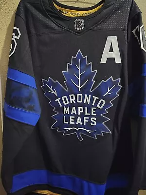 NHL Toronto Maple Leafs Mitch Marner Black Flipside Adidas Jersey Size 46 • $152.67