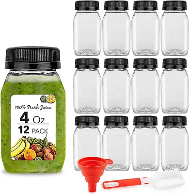 4 Ounce Mini Bottles For Mini Fridge Reusable Juice Containers With Black Caps  • $20.74