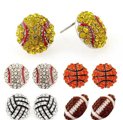 Rhinestone Softball / Volleyball / Basketball / Football/ Baseball Stud Earrings • $8.99