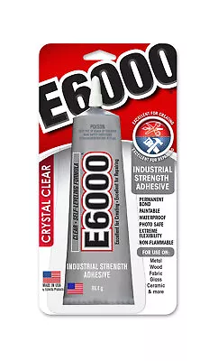 E6000 Industrial Glue With Metal Tip USA 2oz USA Made 24 Hr Flexible Cure • $14.10