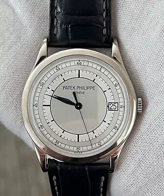 Patek Philippe Calatrava White Gold Sector Dial Auto Watch 5296g - Box & Papers • $23800