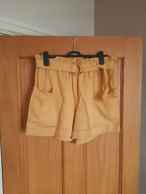 Womens Matalan Papaya Safari Shorts Yellow Size 12 Linen • £5