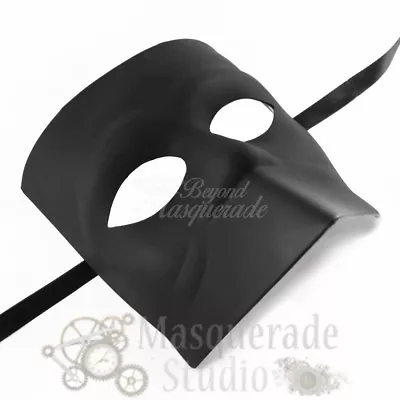 Mens Blank Bauta Venetian Costume Theater Halloween Masquerade Mask [Black] • $14.95