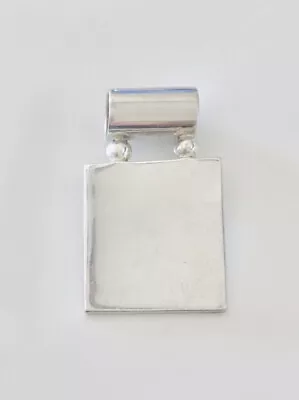 6.06 Mexico Sterling Silver 925 Smooth Rectangle Engraveable Pendant 1 1/8” • $9.99