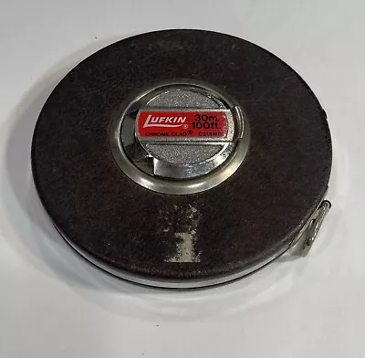 Vintage Lufkin Rule C216MD  100 FT Steel Measuring Tape Measure Chrome Clad • $39.99