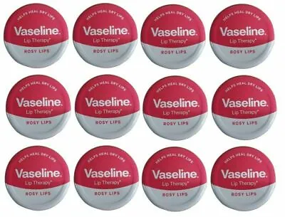 £13.49 • Buy 12 X VASELINE LIP THERAPY PETROLEUM JELLY ROSY LIPS TIN 20g ROSE & ALMOND OIL